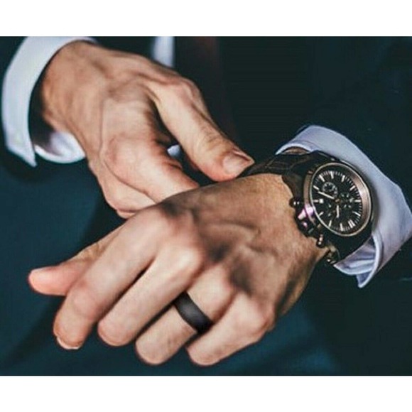 Silicone Wedding Rings (Set of 4) Color - Classic Combo 2 Mens Safety Rings - Picture 5 of 8